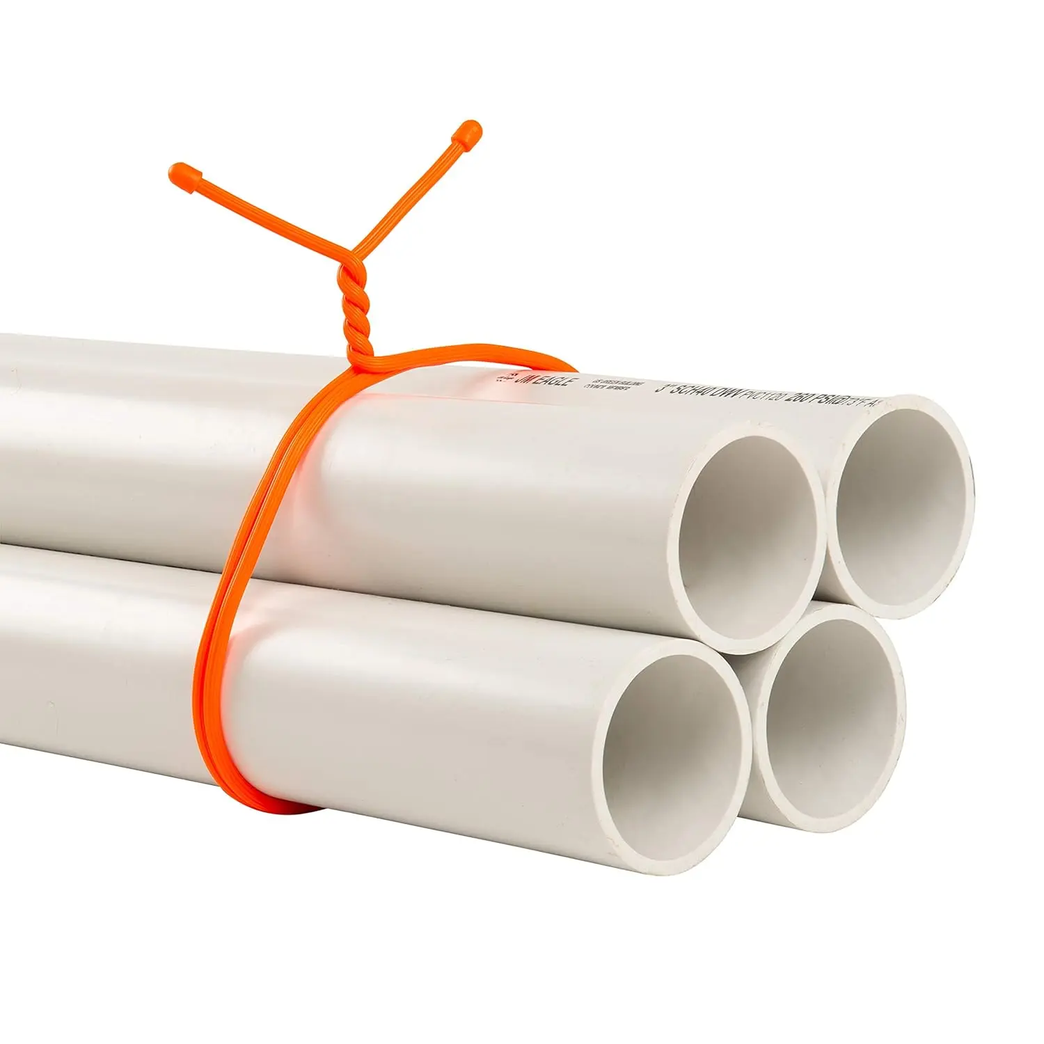 A two-pack of bright orange 64-inch Nite Ize Gear Ties, reusable rubber twist ties perfect for organizing large, unwieldy items indoors or outdoors, and made in the USA.