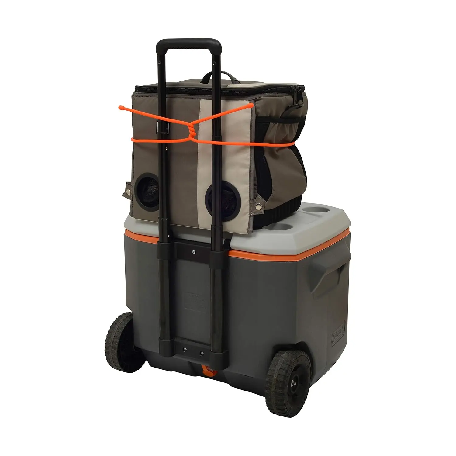 A two-pack of bright orange 64-inch Nite Ize Gear Ties, reusable rubber twist ties perfect for organizing large, unwieldy items indoors or outdoors, and made in the USA.