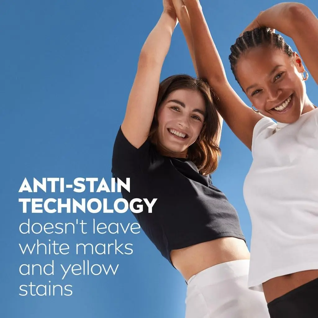 Two NIVEA Black & White Invisible Original antiperspirant roll-ons provide 48-hour protection against sweat and odor, keeping black clothes black and white clothes white for longer while preventing yellow stains, with a dermatologically approved, alcohol and colorant-free formula.