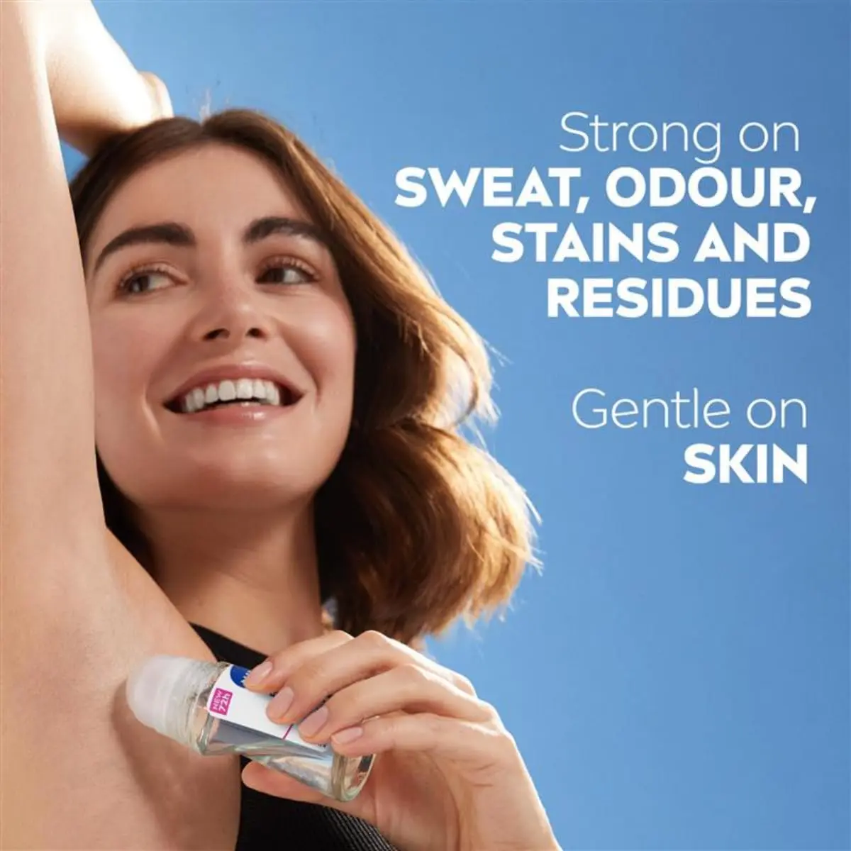 Two NIVEA Black & White Invisible Original antiperspirant roll-ons provide 48-hour protection against sweat and odor, keeping black clothes black and white clothes white for longer while preventing yellow stains, with a dermatologically approved, alcohol and colorant-free formula.