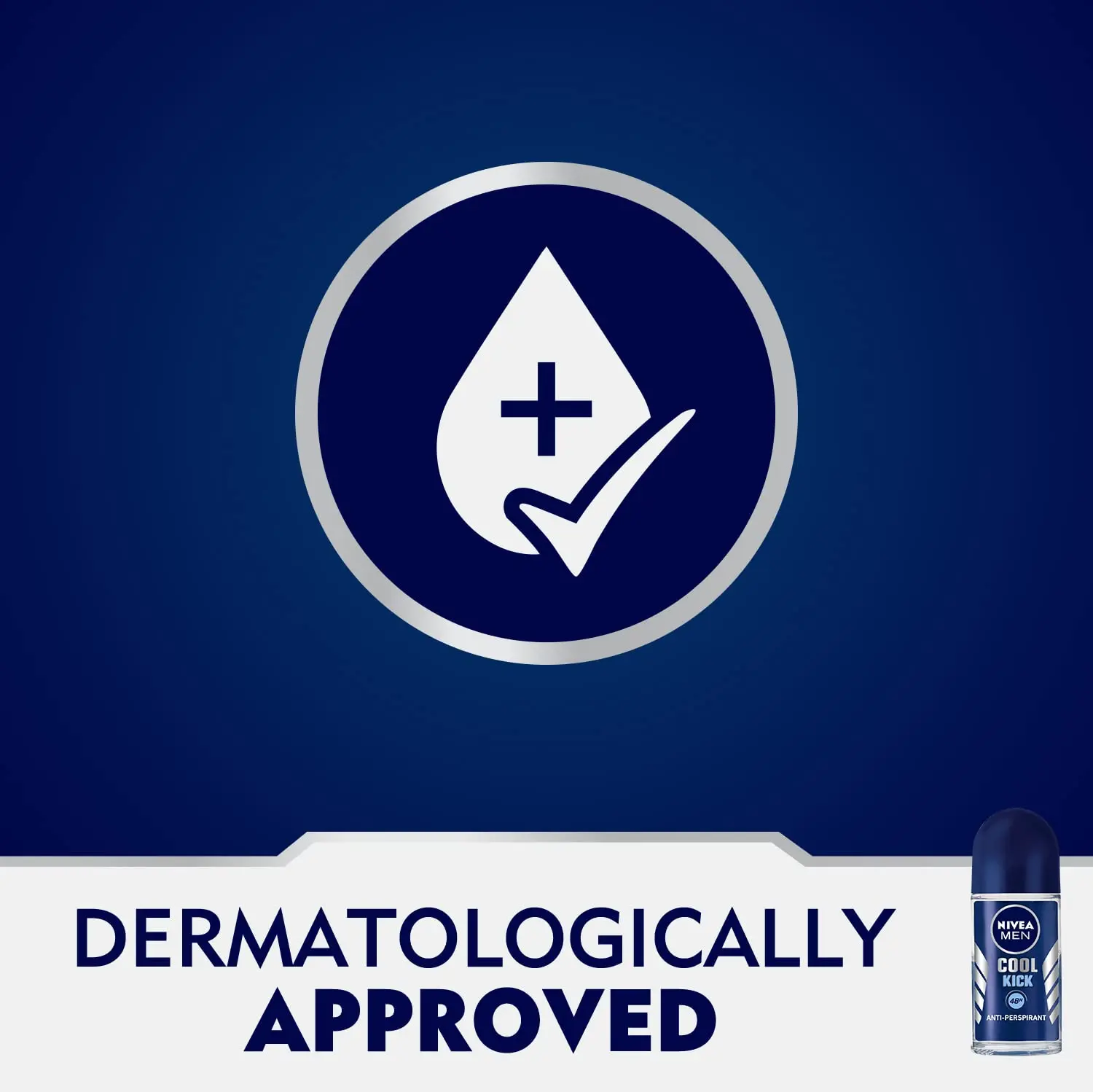 NIVEA MEN Cool Kick roll-on deodorant provides 48-hour antiperspirant protection and a refreshing masculine scent while being gentle on the skin.