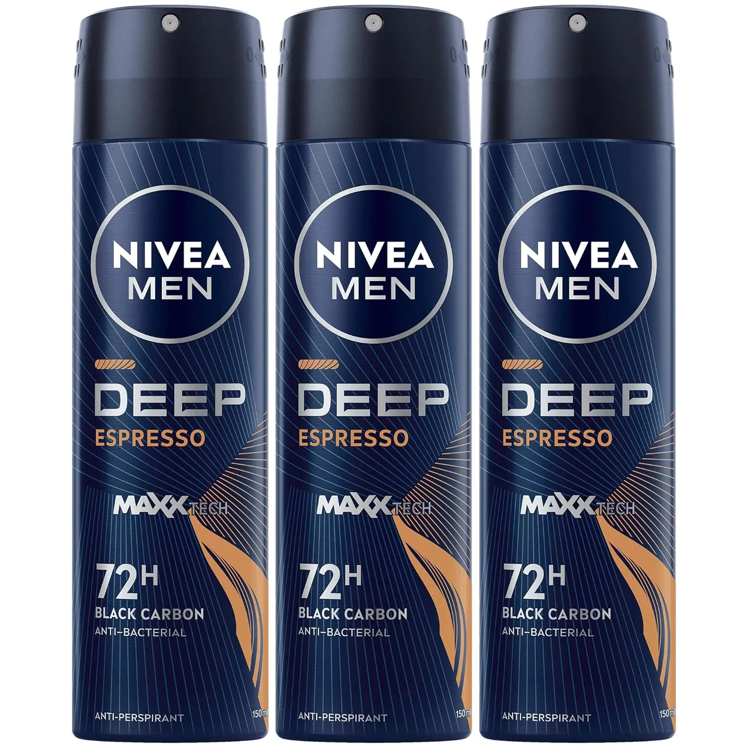 NIVEA MEN DEEP Black Carbon antiperspirant spray offers 48-hour protection with an antibacterial formula for a long-lasting, clean feel and no black residue.