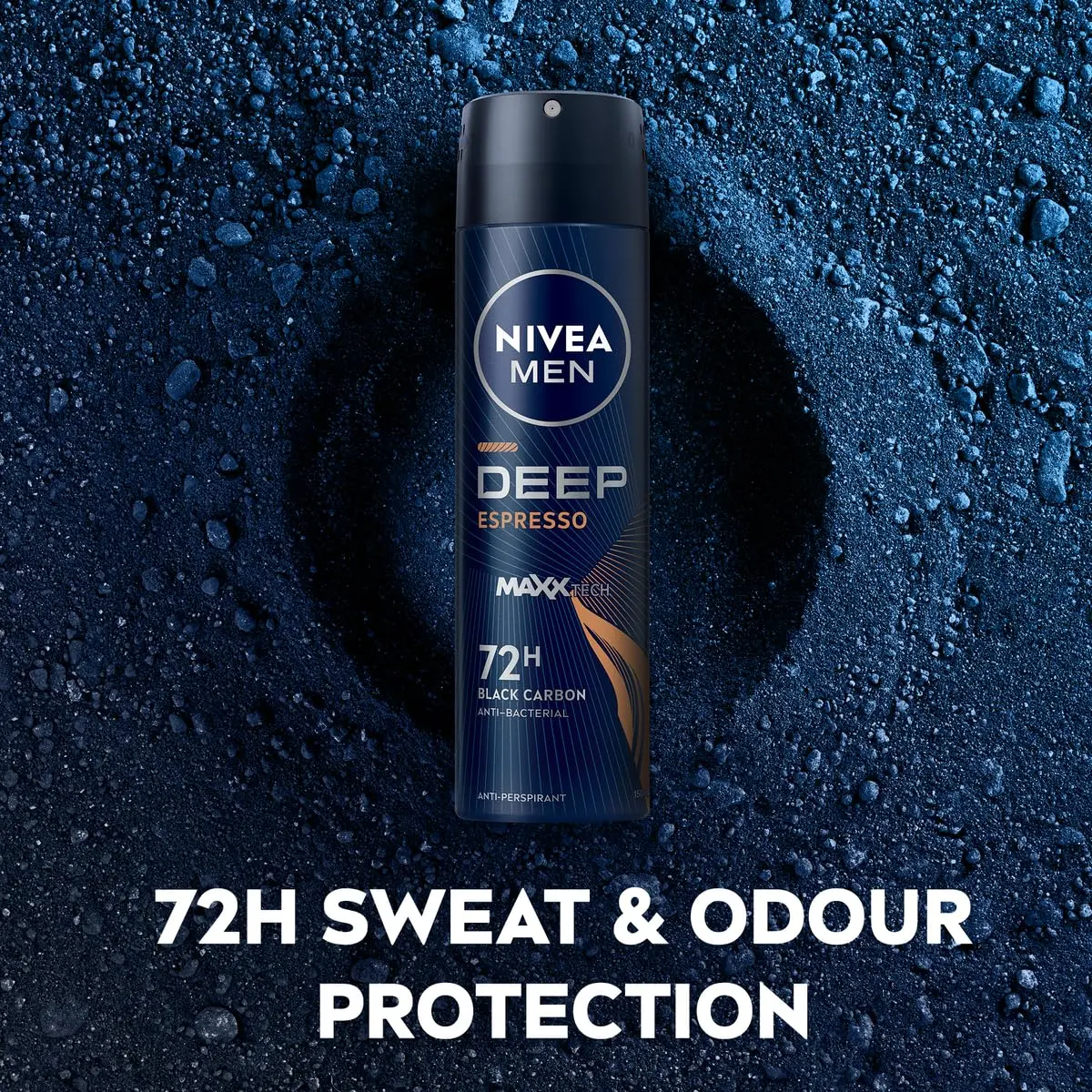 NIVEA MEN DEEP Black Carbon antiperspirant spray offers 48-hour protection with an antibacterial formula for a long-lasting, clean feel and no black residue.