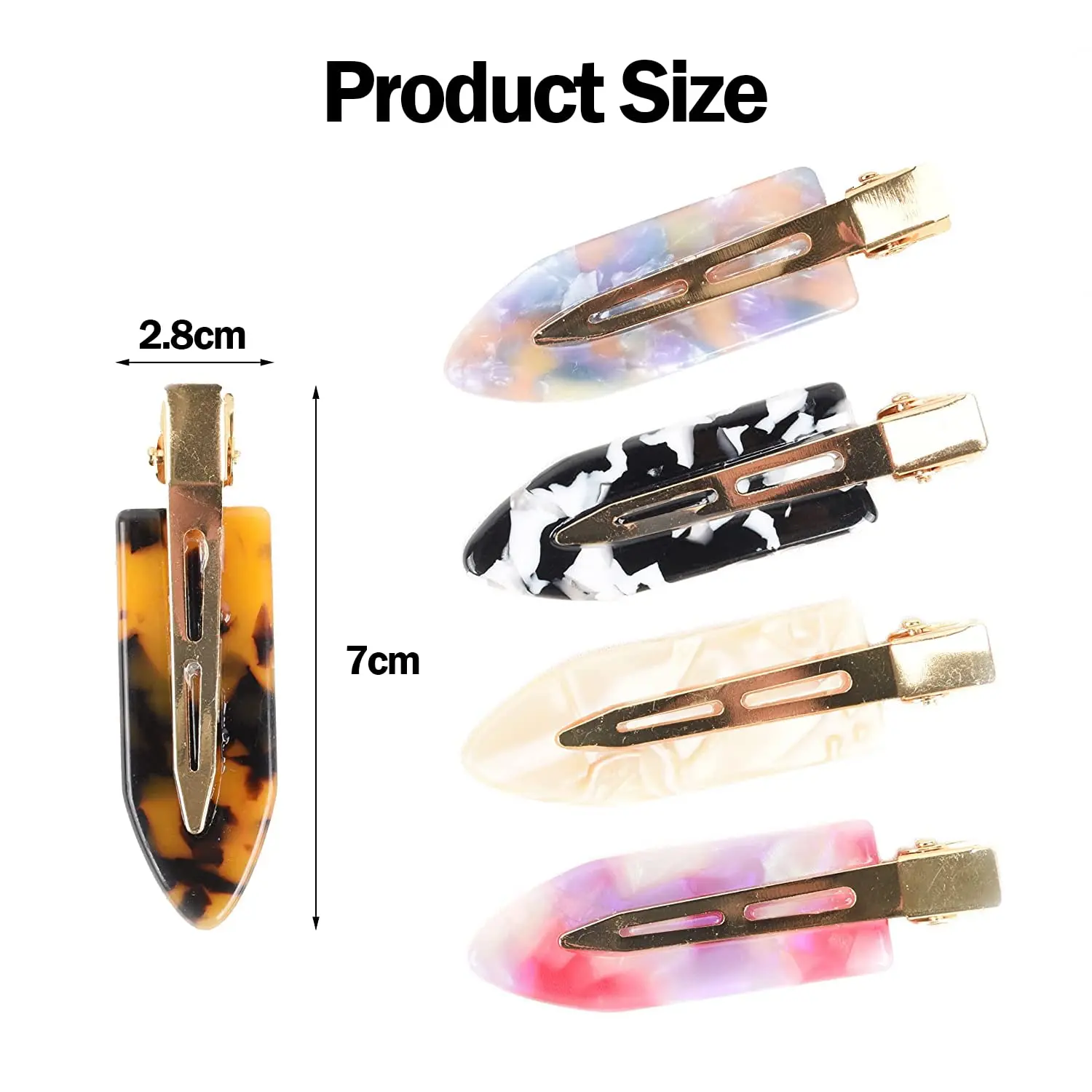 A set of no bend hair clips in gradient colors, perfect for styling bangs without leaving creases or marks in your hair.