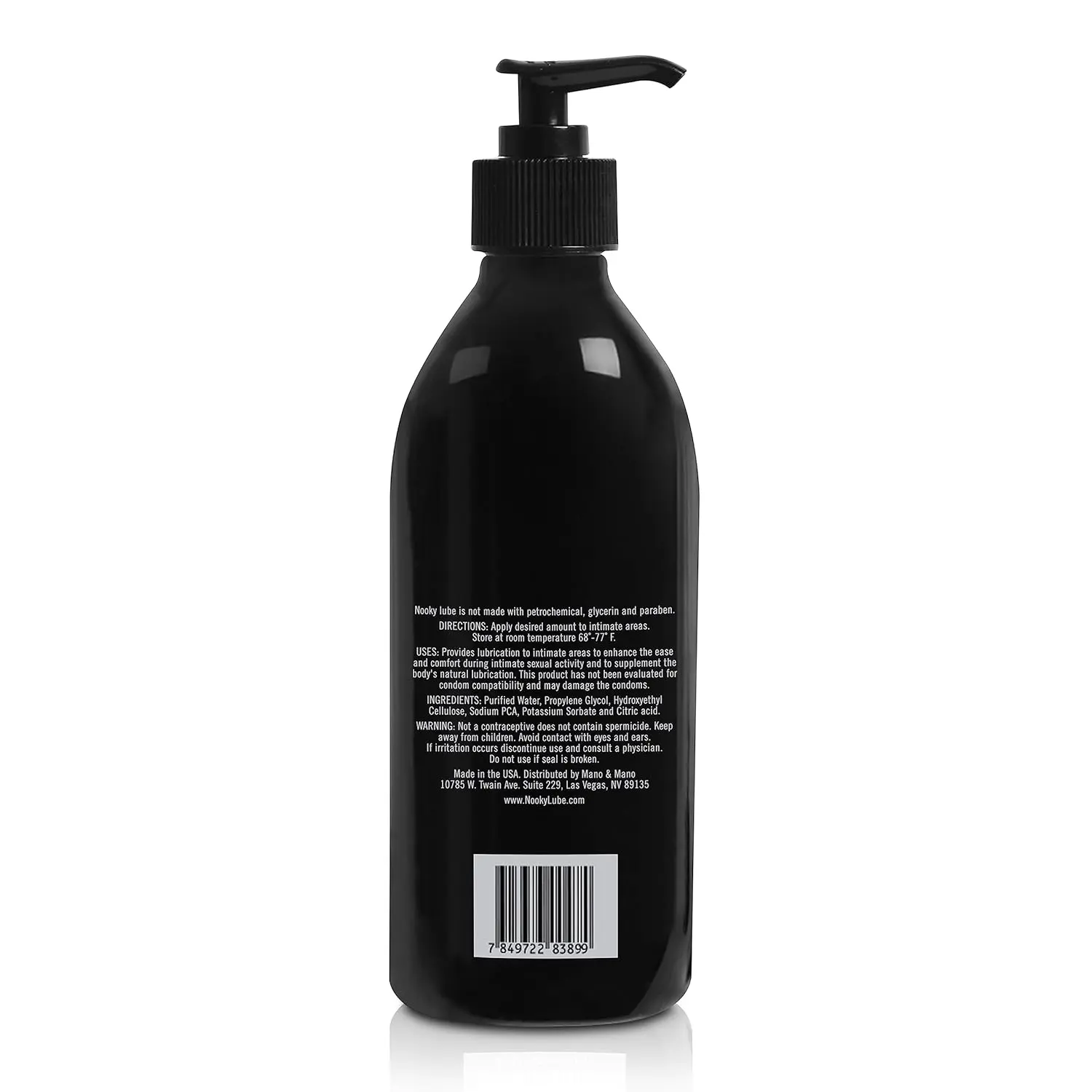 A 32oz bottle of Nooky Lube, a water-based personal lubricant made in the USA for men and women.
