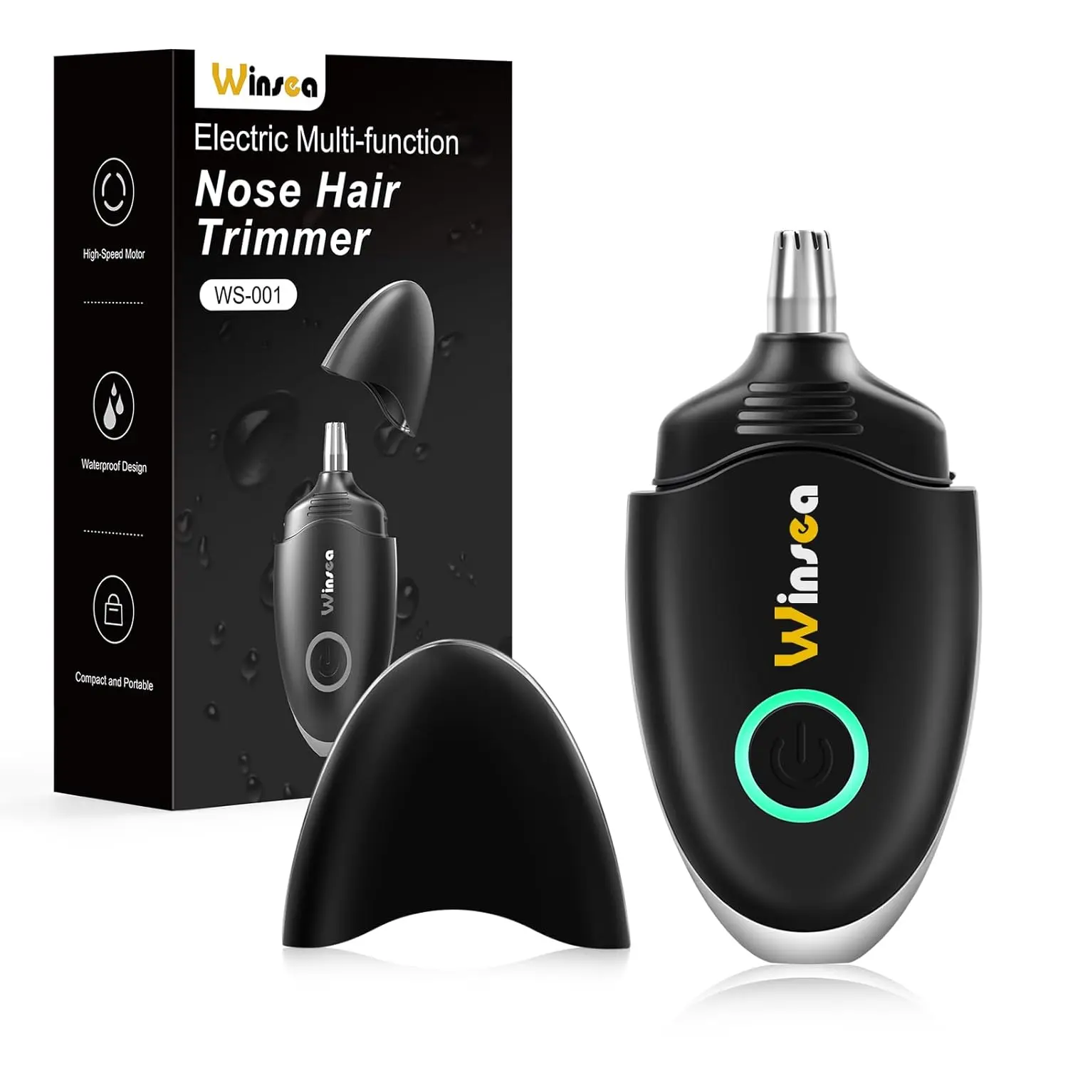 This USB rechargeable nose and ear hair trimmer features a waterproof design and high-precision blades for safe and efficient grooming for both men and women.