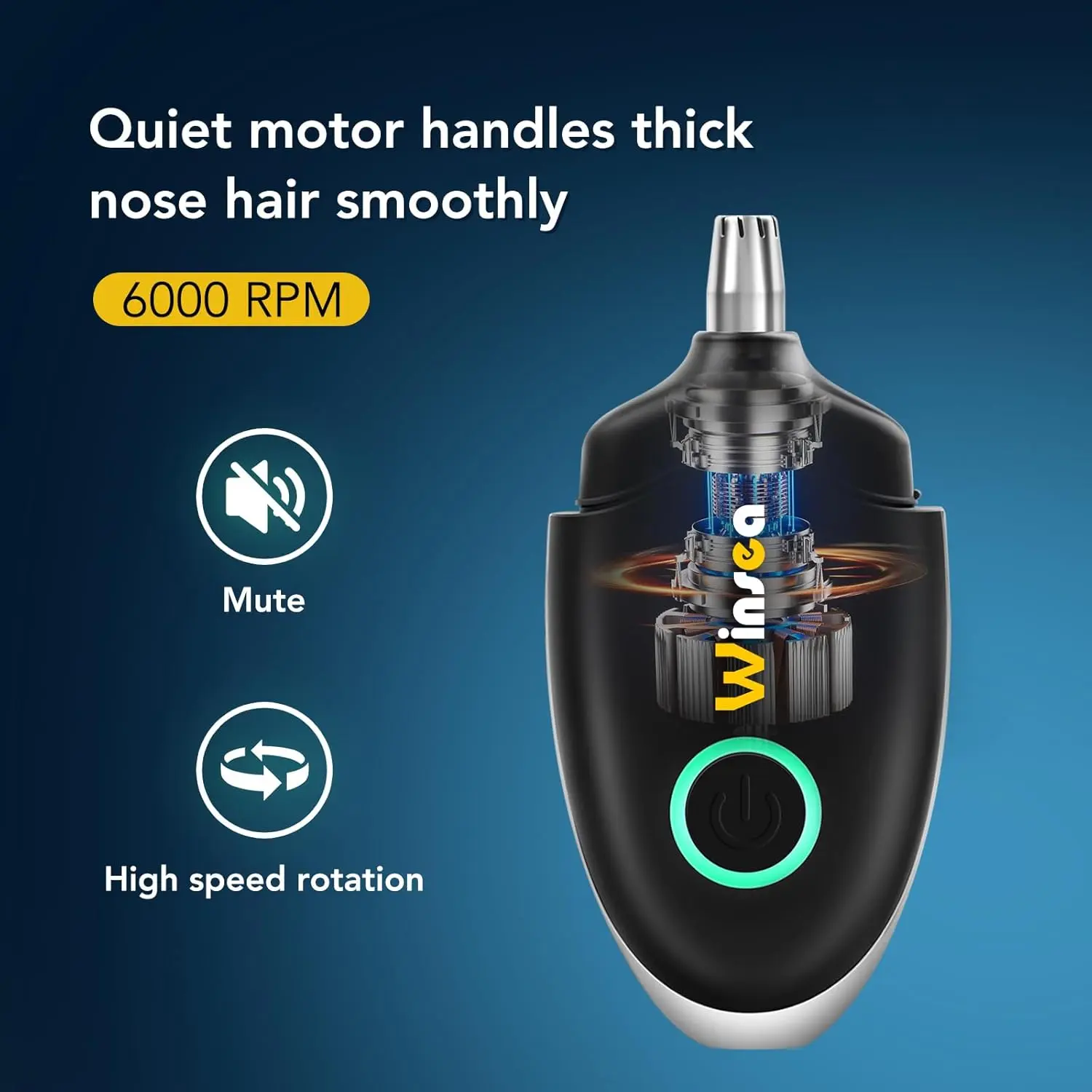 This USB rechargeable nose and ear hair trimmer features a waterproof design and high-precision blades for safe and efficient grooming for both men and women.