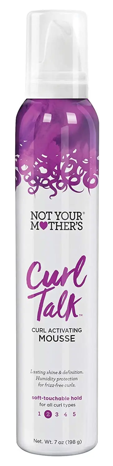 A bottle of Not Your Mother's Curl Talk Curl Activating Mousse for defined and bouncy curls.