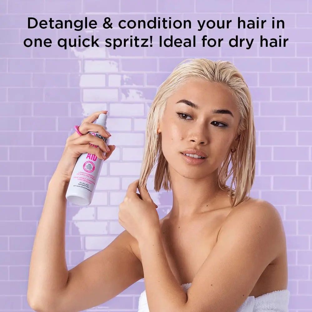 Noughty Thirst Aid conditioning and detangling spray is perfect for hydrating, smoothing, and caring for dry, damaged, frizzy, or color-treated hair.