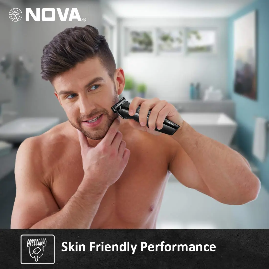 The Nova NHT 1076 cordless hair trimmer for men offers up to 30 minutes of runtime and features stainless steel blades with adjustable trimming range from 0.5 to 10mm.