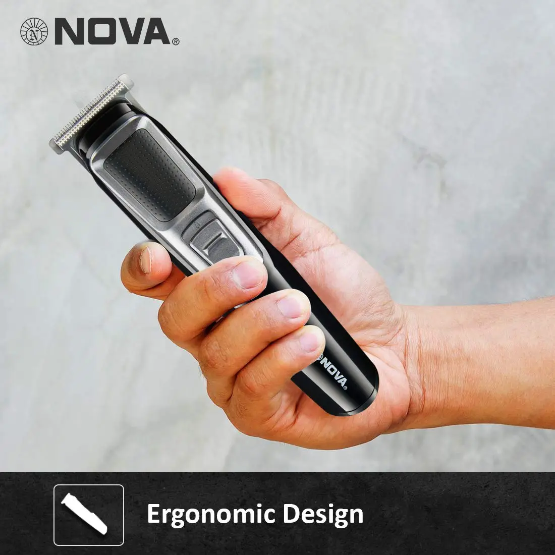 The Nova NHT 1076 cordless hair trimmer for men offers up to 30 minutes of runtime and features stainless steel blades with adjustable trimming range from 0.5 to 10mm.