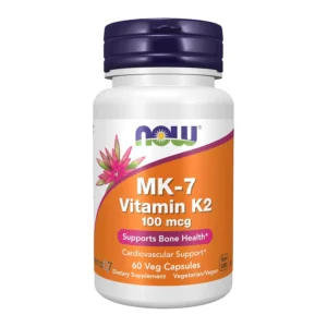 Now Foods Vitamin K-2 supplement in veg capsules supports bone health, calcium metabolism and strong bone matrix formation, and is made without gluten, dairy, eggs, nuts and GMO ingredients.