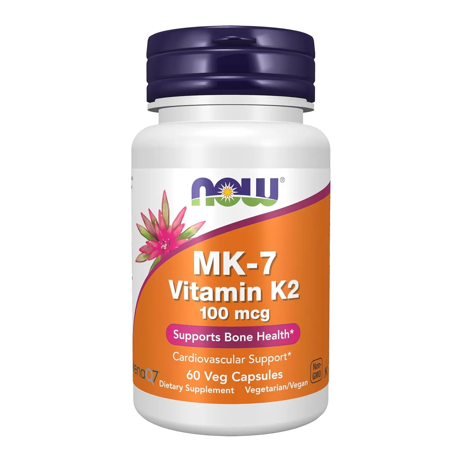 Now Foods Vitamin K-2 supplement in veg capsules supports bone health, calcium metabolism and strong bone matrix formation, and is made without gluten, dairy, eggs, nuts and GMO ingredients.