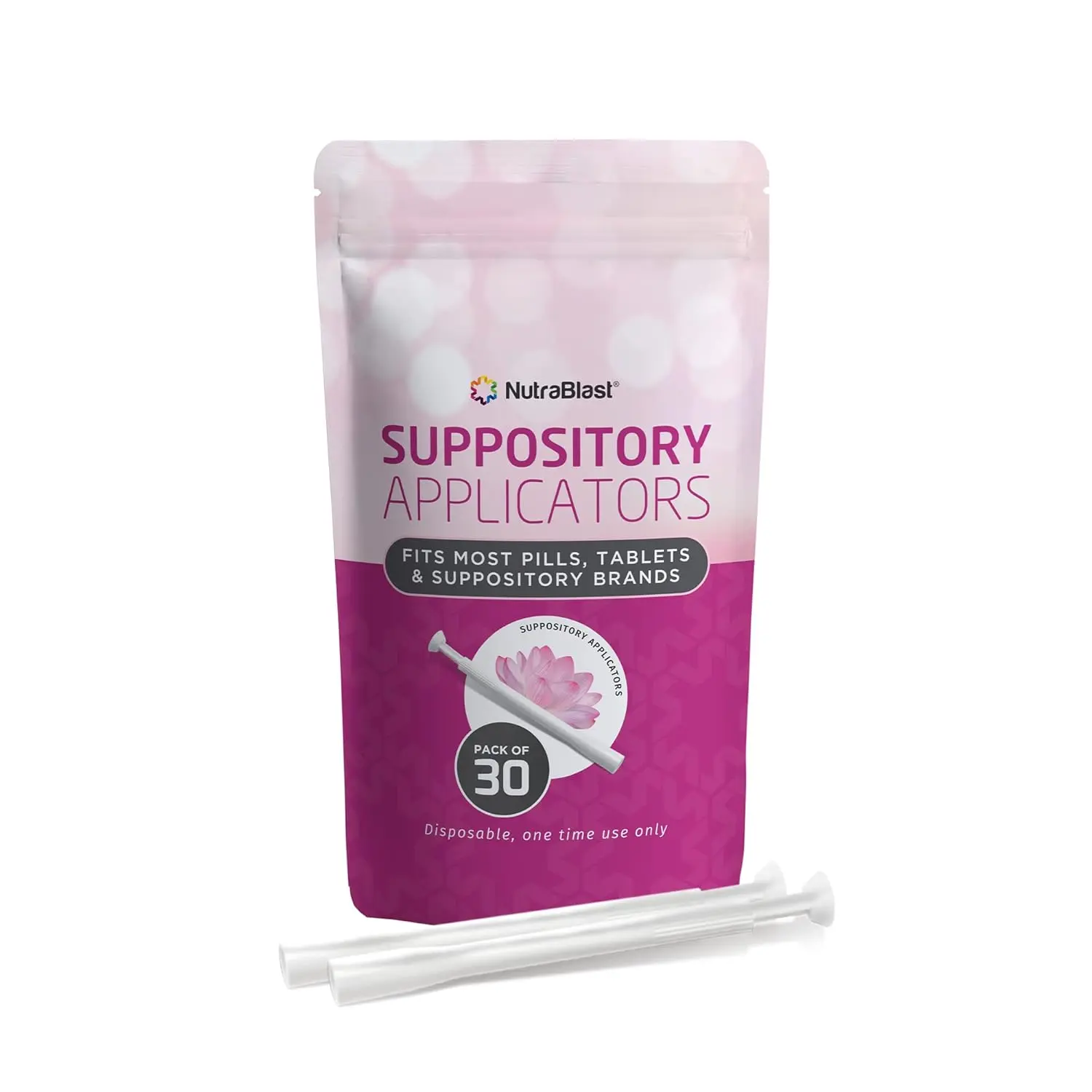 This package contains 15 individually wrapped NutraBlast l suppository applicators designed for easy and hygienic insertion of most l suppository shapes and sizes, suitable for boric acid and tea tree suppositories.