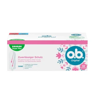 o.b. Original Super Plus tampons provide reliable protection during very heavy flow with StayDry technology and curved grooves for a clean, comfortable period.