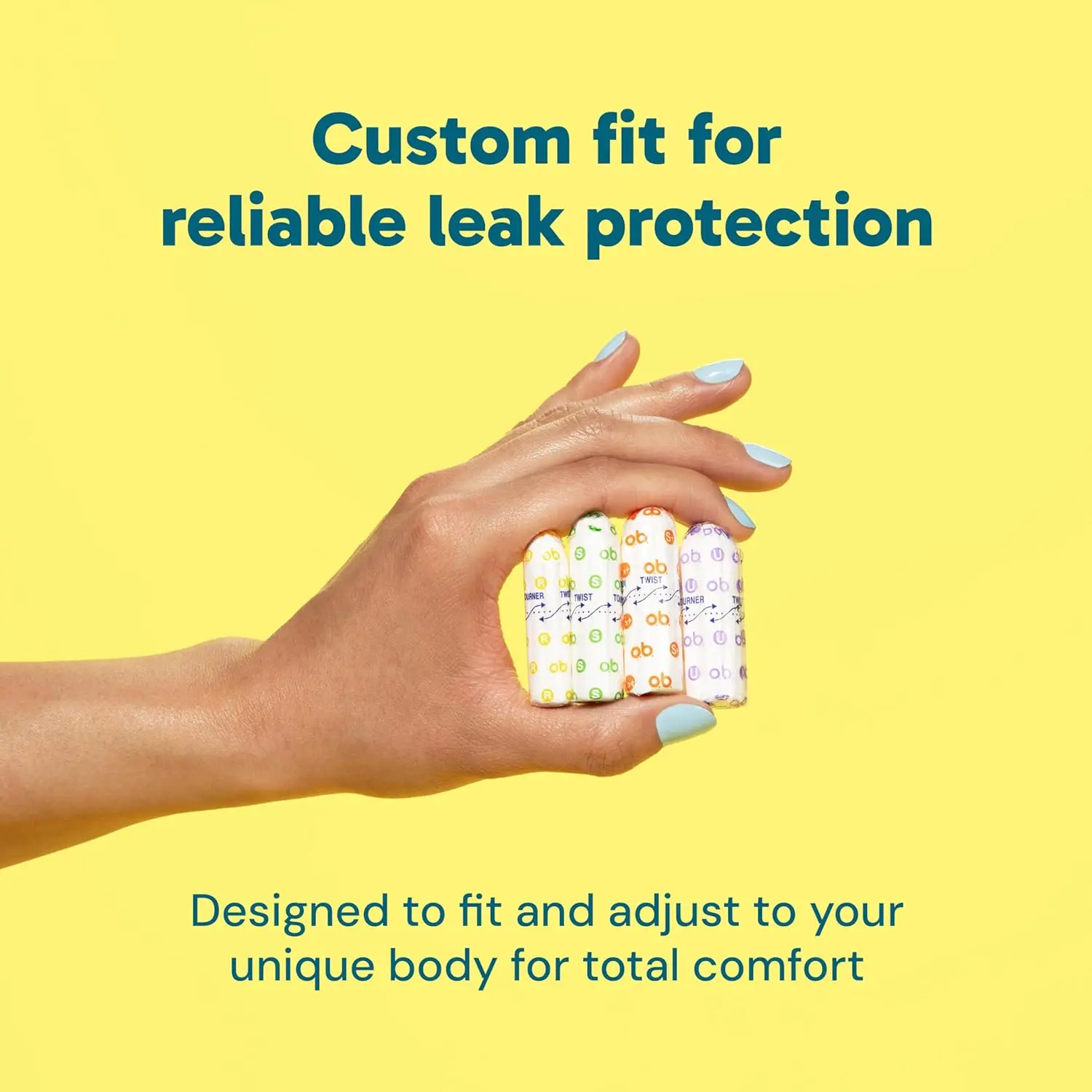 o.b. Original multi-pack tampons in regular, super, and super plus absorbencies offer locked-in leak protection with fluid-lock grooves and expand to fit your natural shape without an applicator.