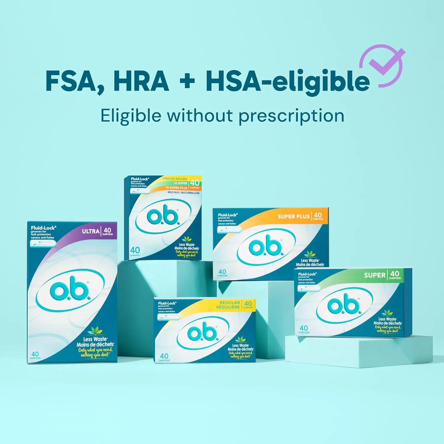 o.b. Original multi-pack tampons in regular, super, and super plus absorbencies offer locked-in leak protection with fluid-lock grooves and expand to fit your natural shape without an applicator.