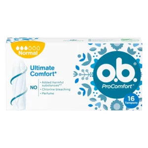 OB Procomfort Normal tampons with Silktouch technology offer reliable protection, easy insertion, and Staydry freshness for women with moderate flow.