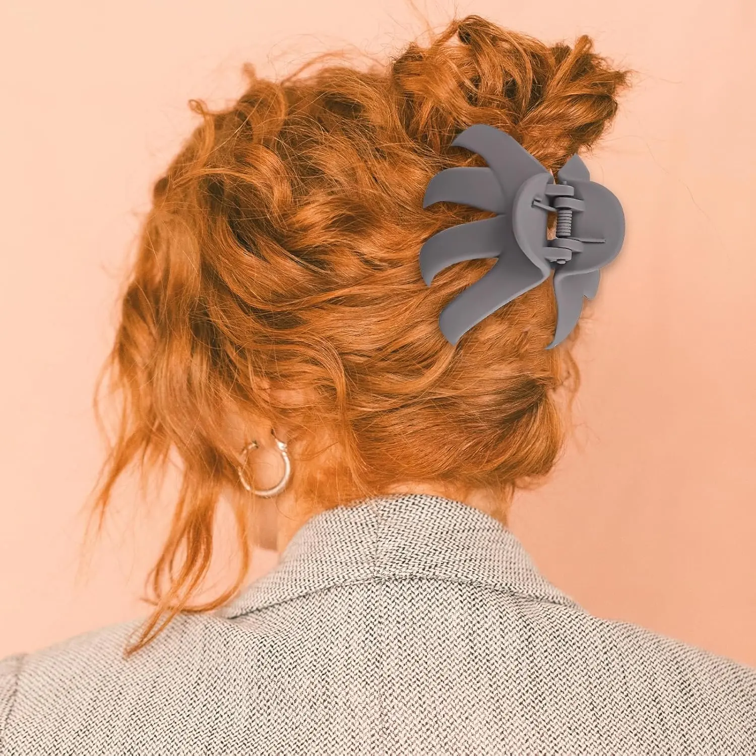 A set of five octopus-shaped hair claw clips in various colors, designed for securely holding thick and curly hair.