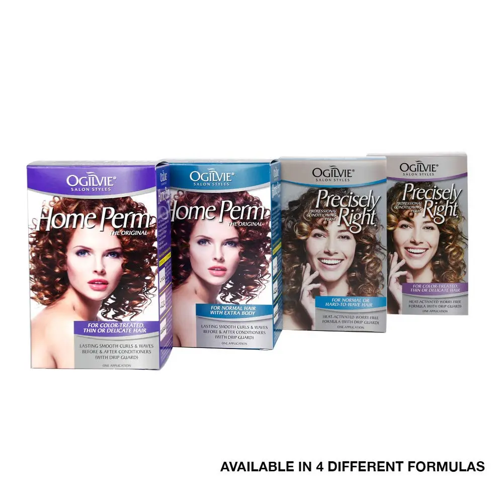Ogilvie Salon Styles professional perm kit designed for color treated, thin, or delicate hair to create long-lasting smooth curls and waves.