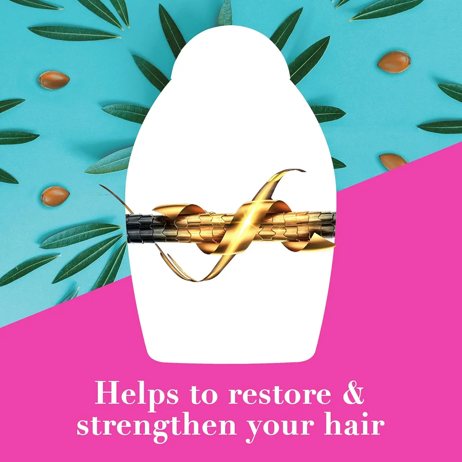 OGX Renewing+ Argan Oil of Morocco hair treatment restores shine, softness, and strength to all hair types.