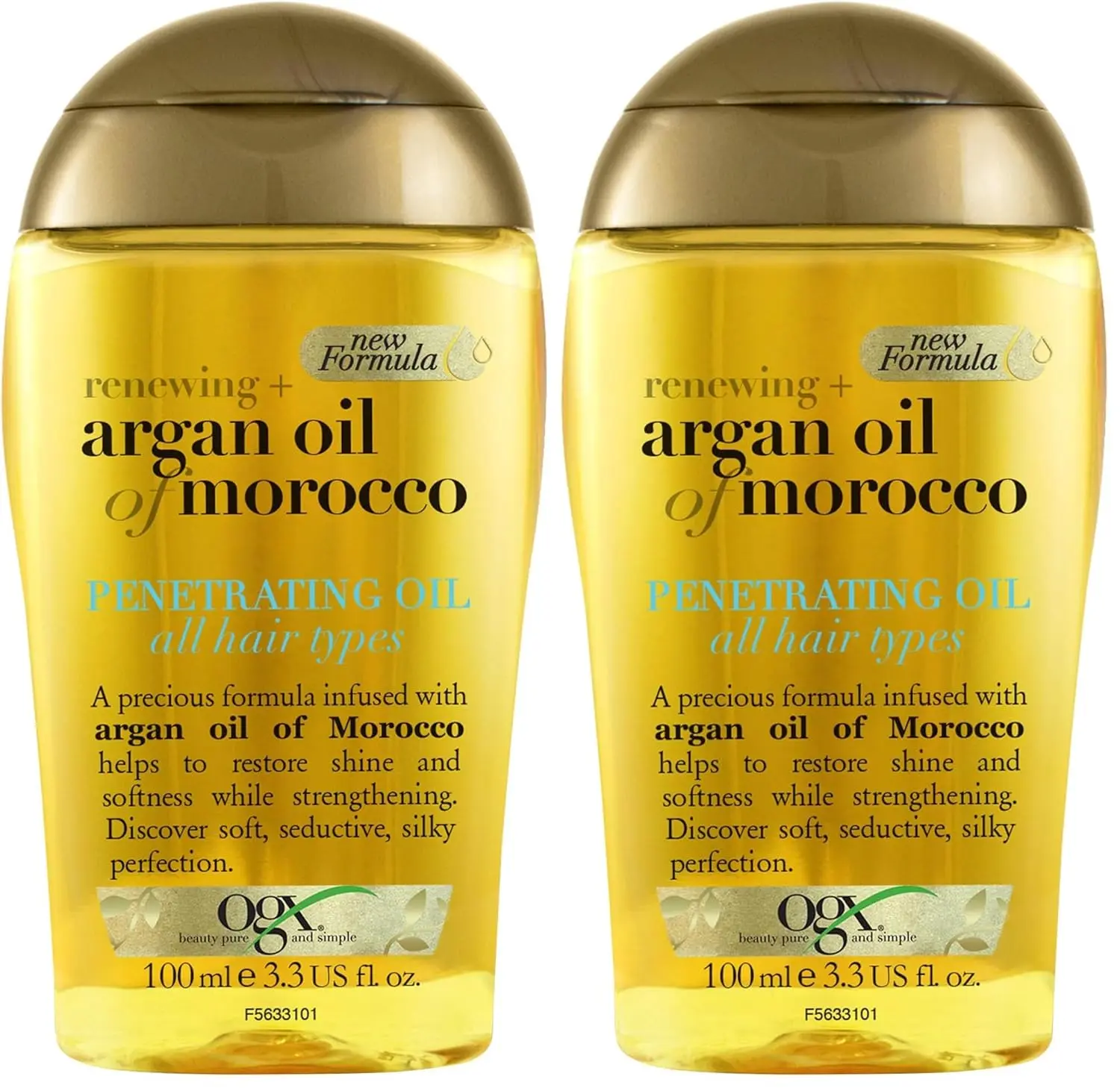 OGX Renewing+ Argan Oil of Morocco hair treatment restores shine, softness, and strength to all hair types.