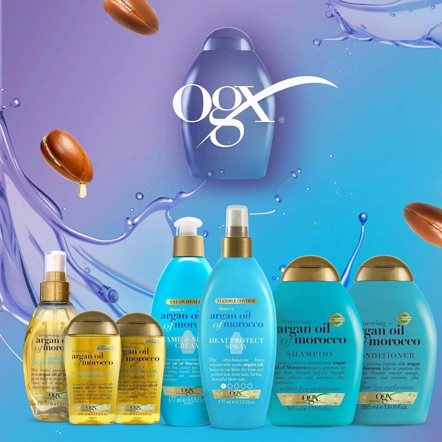 OGX Renewing+ Argan Oil of Morocco provides extra strength and nutrients to restore shine and softness to dry and coarse hair.