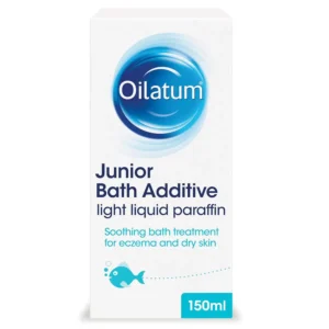 Oilatum bath additive provides relief for eczema and dry skin, forming a protective film to reduce moisture loss, suitable for adults and infants.