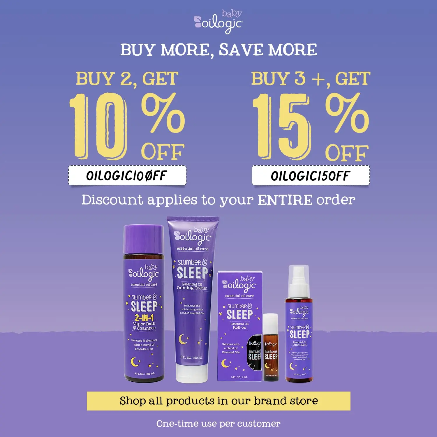 Oilogic Slumber & Sleep Vapor Bath with Lavender and Chamomile essential oils to relax and cleanse baby during bath time.