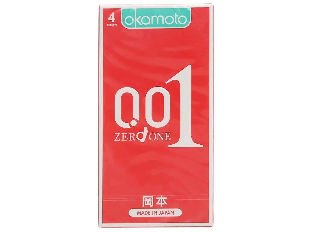 A four-pack of Okamoto 0.01 polyurethane condoms, ultra thin and made in Japan, promises sensitivity and protection.