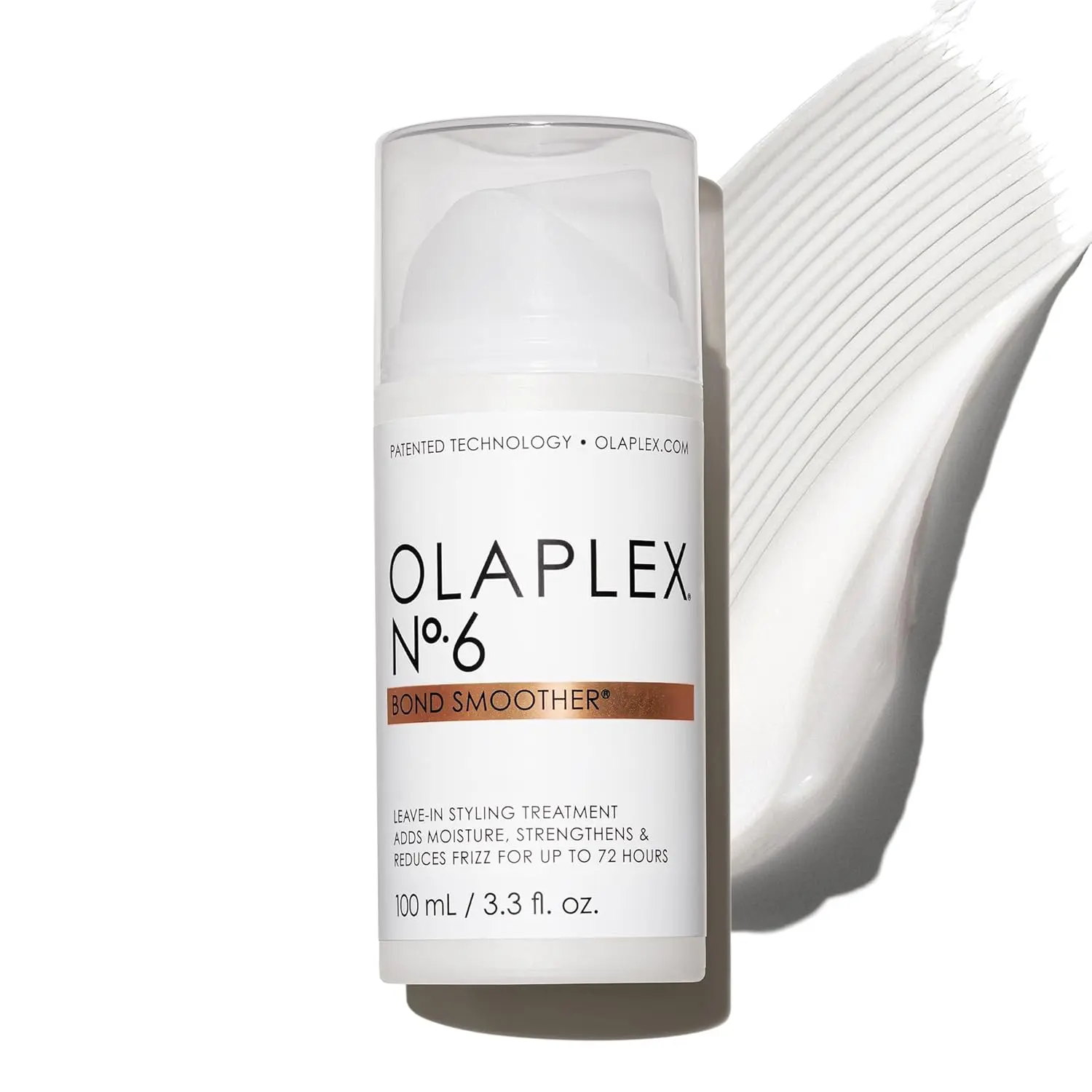 Olaplex No. 6 Bond Smoother is a reparative leave-in styling cream that smooths, conditions, strengthens, and controls frizz for all hair types for up to 72 hours.
