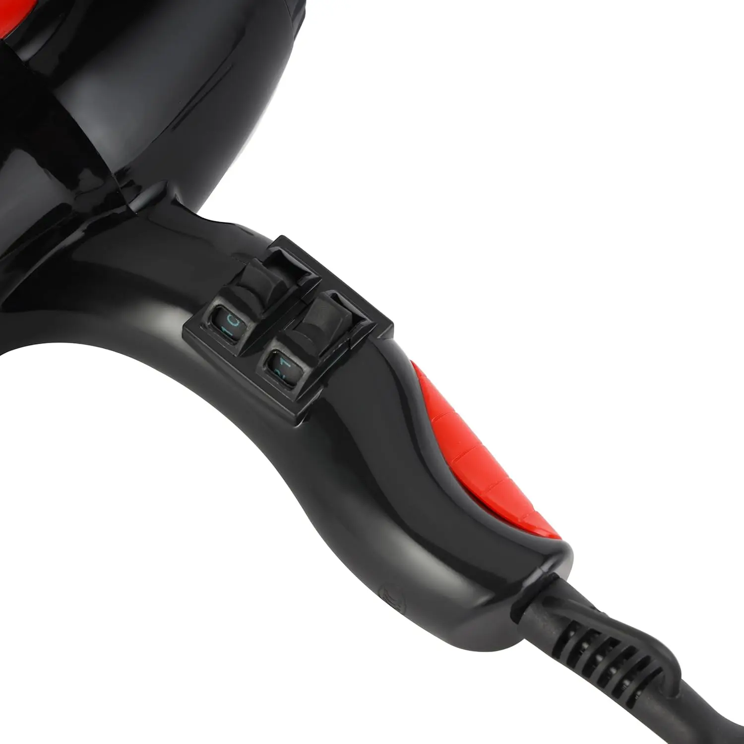 Black Olsenmark 2200W hair dryer with two speed and heat settings for fast, quiet, salon-style blowouts at home or on the go.