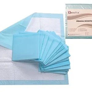 These Omnitex 40 x 60cm disposable incontinence pads with a soft top layer and SAP-embedded absorption layer offer premium quality protection for beds and chairs, holding up to 600ml - 800ml.