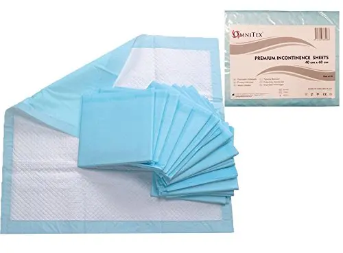 These Omnitex 40 x 60cm disposable incontinence pads with a soft top layer and SAP-embedded absorption layer offer premium quality protection for beds and chairs, holding up to 600ml - 800ml.