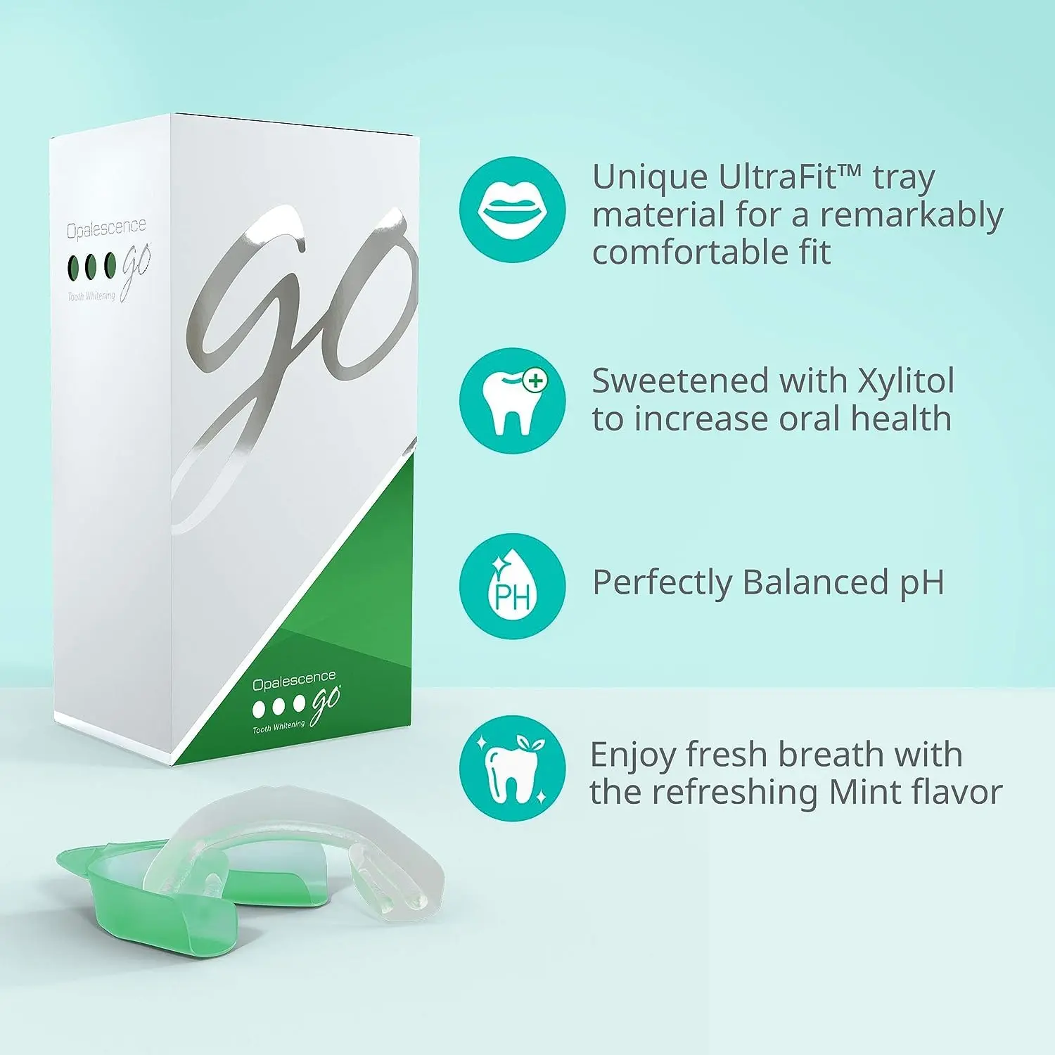 Compact and feature-packed Opalescence Go 10% mint teeth whitener designed to perfection.