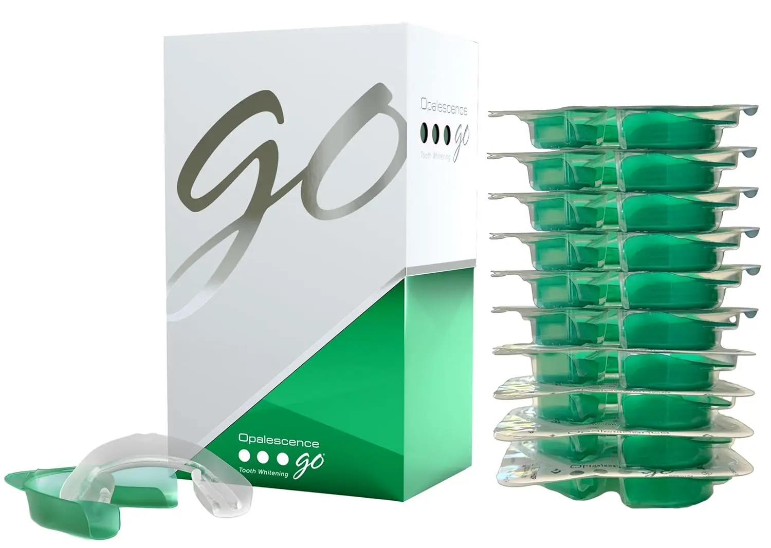 Opalescence Go 15% teeth whitening kit in secure packaging for a brighter, confident smile.