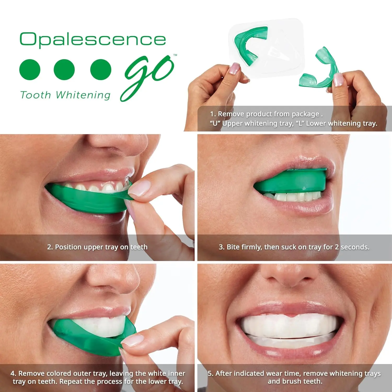 Opalescence Go 15% teeth whitening kit in secure packaging for a brighter, confident smile.