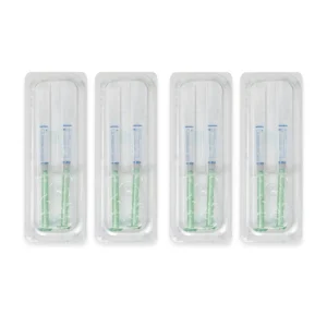 Two tubes of Opalescence PF 20% mint flavored teeth whitening gel with a total of eight syringes.