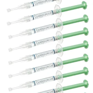 Twelve syringes of Opalescence PF 20% mint flavored tooth whitener for at-home use.