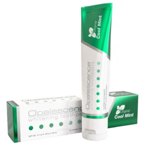 Opalescence Cool Mint whitening toothpaste provides fluoride protection, gently removes surface stains to lighten teeth, and freshens breath.