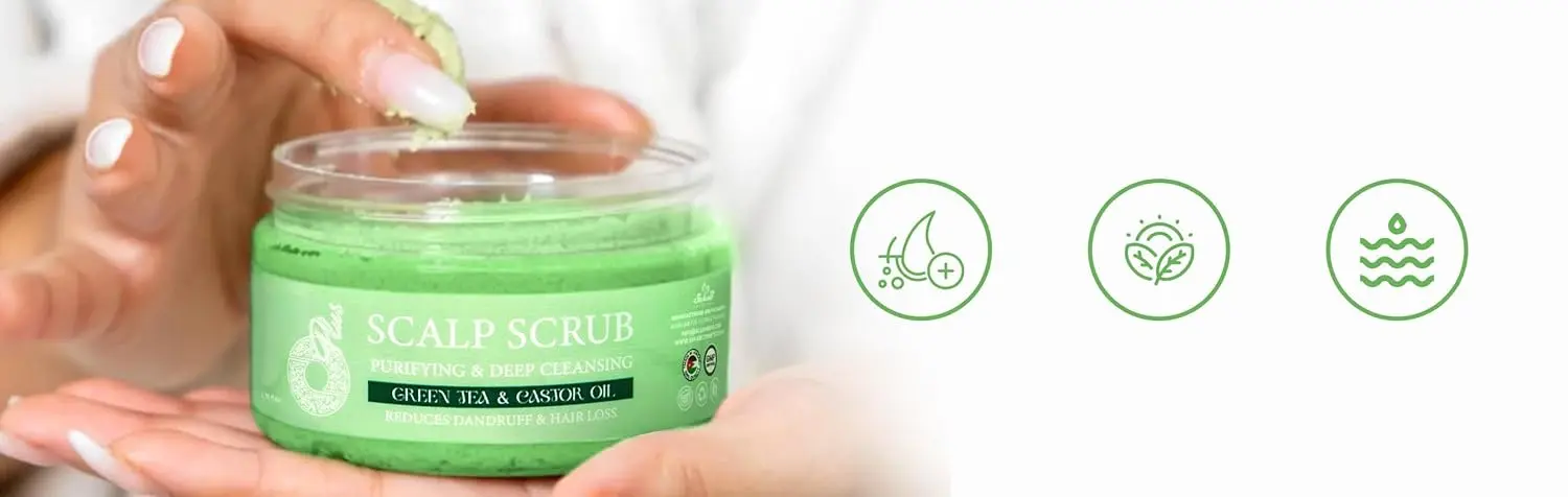 Oplus scalp scrub with rosemary and lavender extracts for deep cleansing and healthy hair.