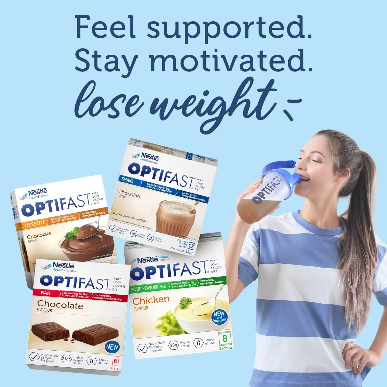 This is a bag of Optifast Very Low Calorie Diet chocolate flavored shake mix, containing 12 servings in a 636g package.