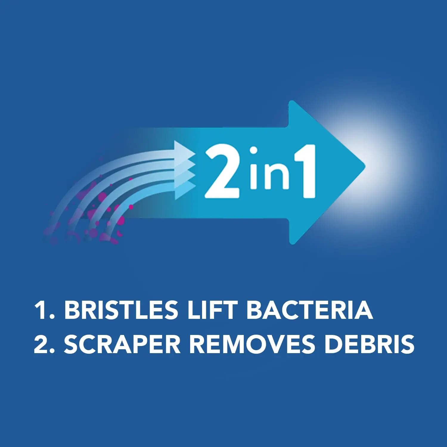 A single Orabrush Tongue Cleaner in an assorted color is shown, designed to remove bacteria and freshen breath.