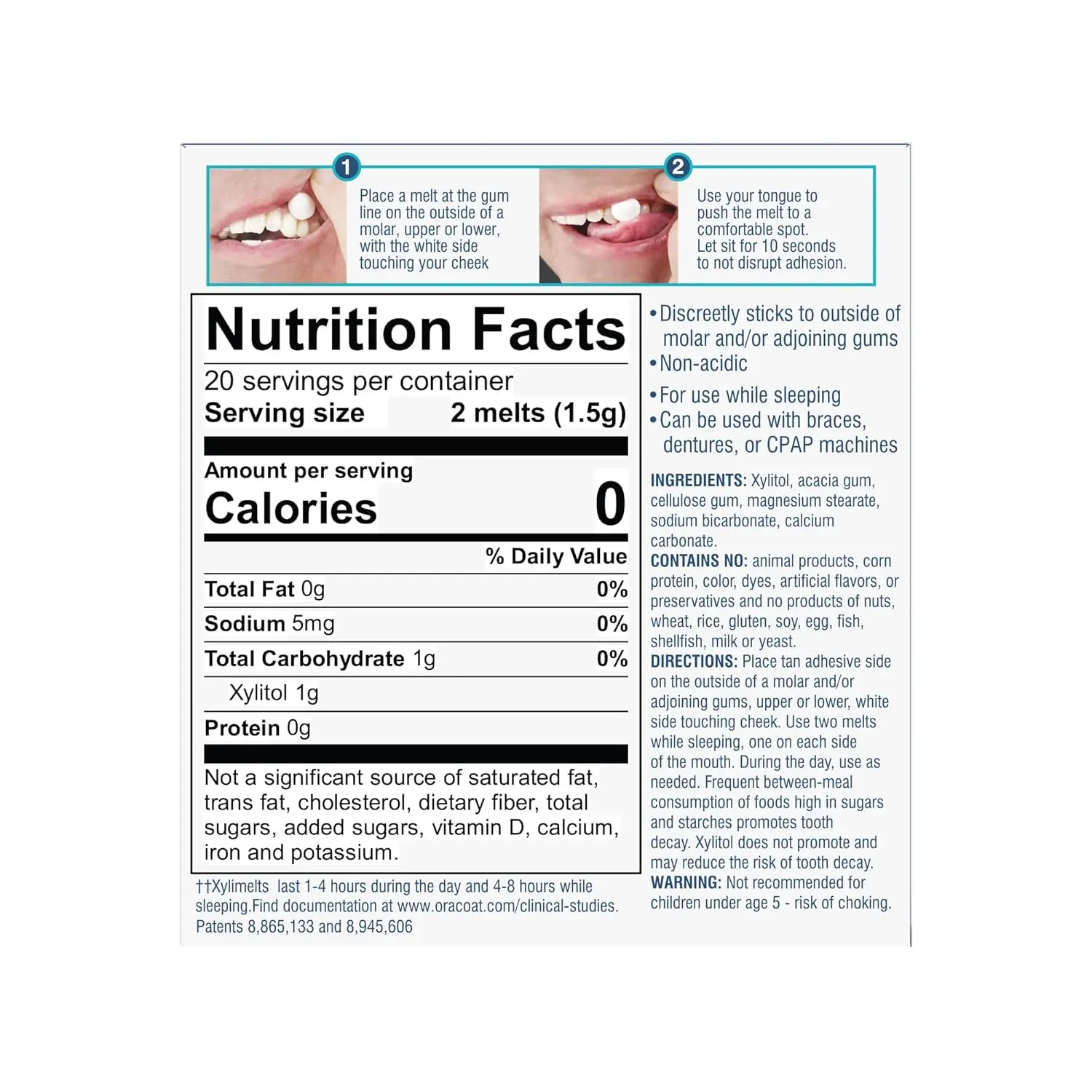 Five packs of Archipelag Oracoat XyliMelts for dry mouth relief, mint-free.