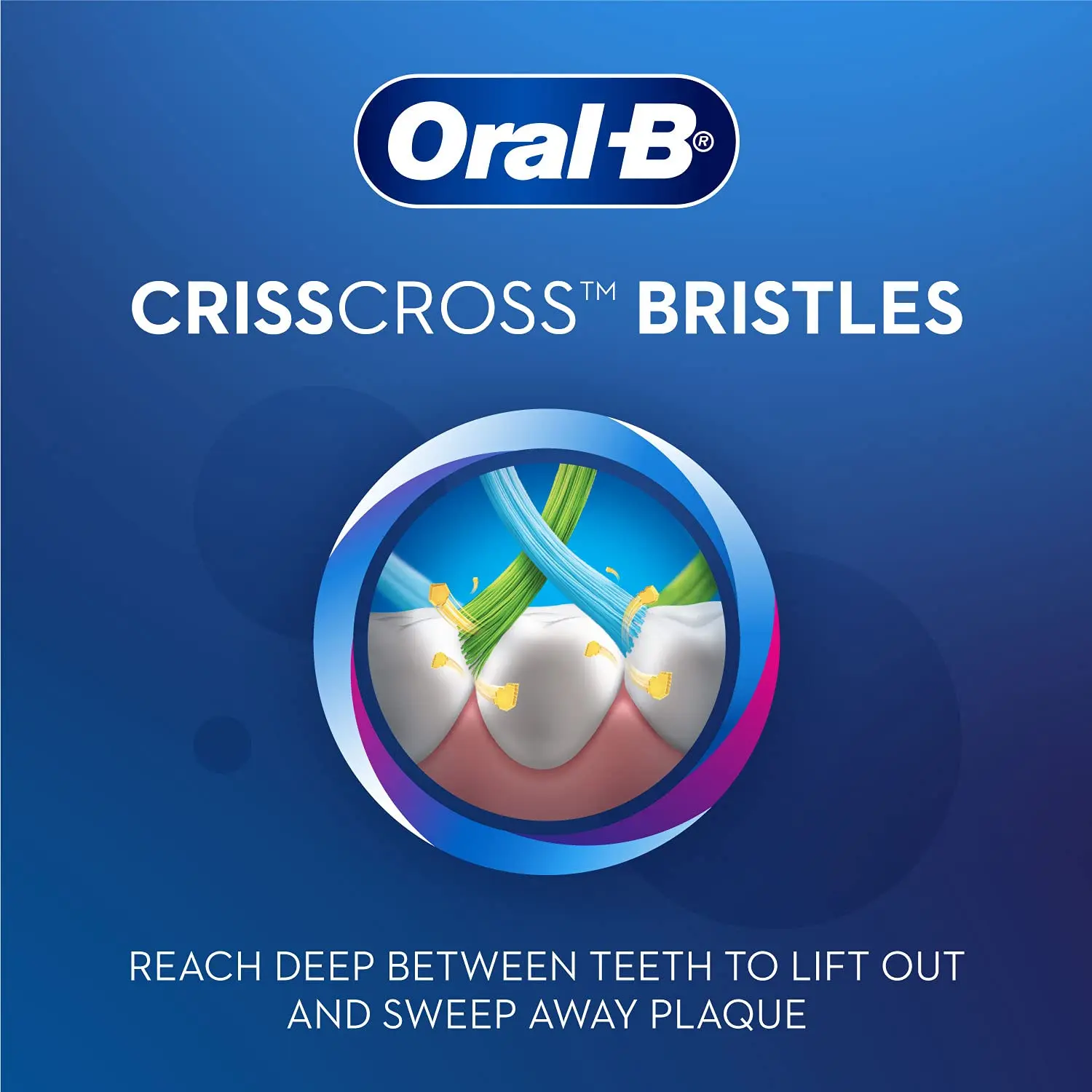 This is a four pack of Oral-B Criss Cross toothbrushes with medium bristles, angled for effective plaque removal and featuring a tongue cleaner.