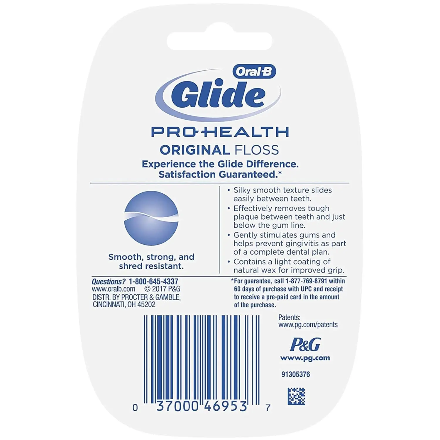 Oral-B Glide Pro-Health floss effectively removes plaque with its shred-resistant and silky-smooth texture.