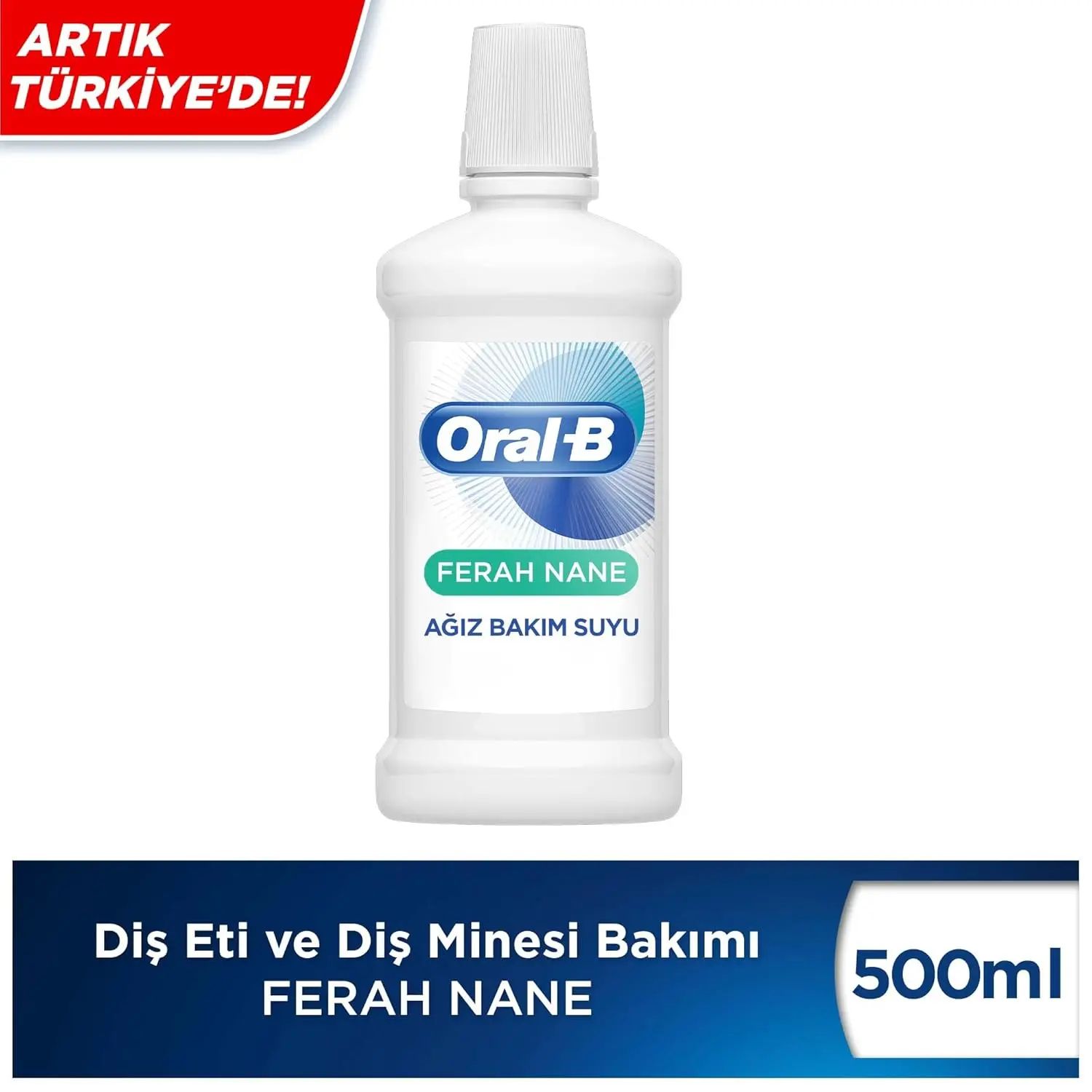 Alcohol-free Oral-B Gum & Enamel Care mouthwash in fresh mint flavor protects gums, strengthens enamel, and helps prevent cavities for fresh breath.