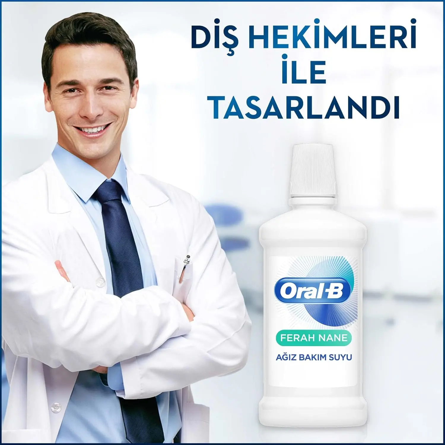 Alcohol-free Oral-B Gum & Enamel Care mouthwash in fresh mint flavor protects gums, strengthens enamel, and helps prevent cavities for fresh breath.