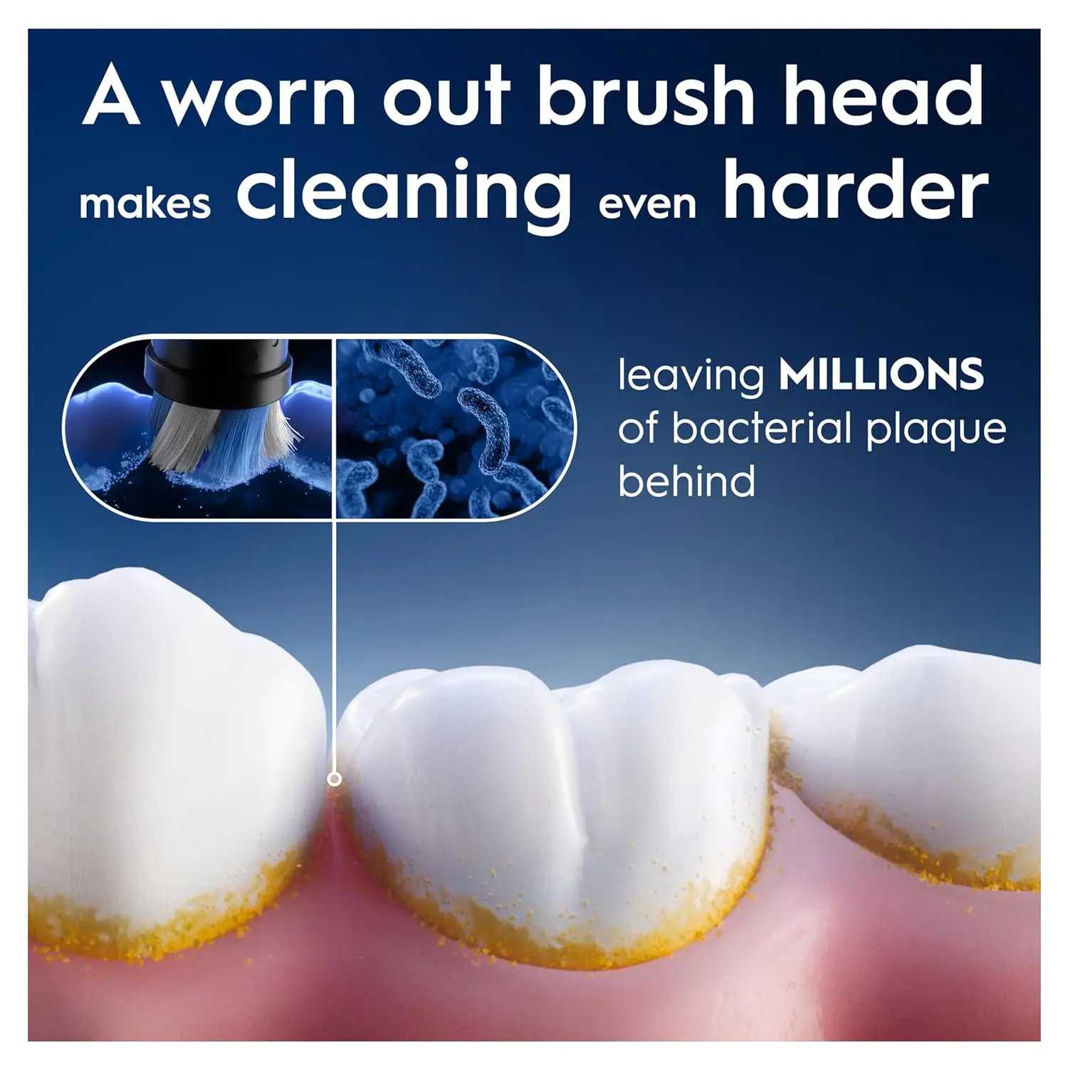 A pack of eight black Oral-B iO Ultimate Clean replacement brush heads, designed with twisted and angled bristles for superior plaque removal when used with Oral-B iO electric toothbrushes.