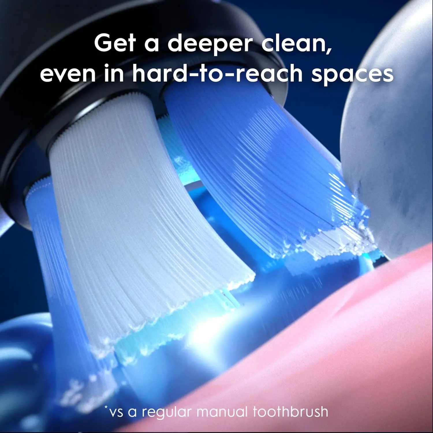 The Oral-B iO Series 10 Cosmic Black toothbrush features AI-powered 3D teeth tracking, smart pressure control, and a personalized interactive display for effective and convenient cleaning.